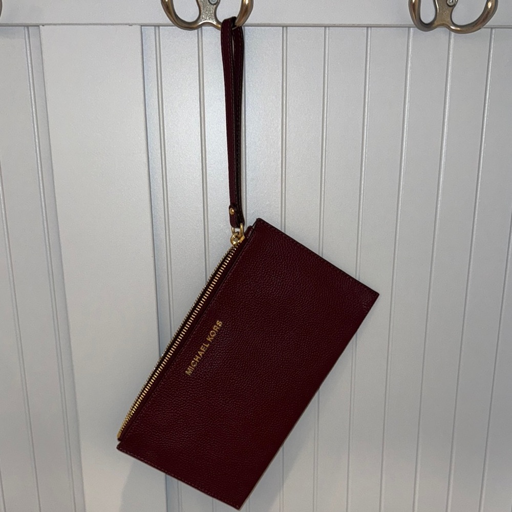 Michael Kors Red Clutch Wristlet Sleek Design